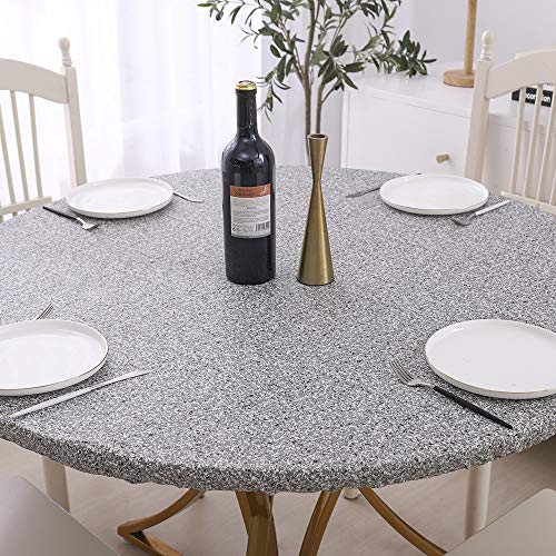 Round Vinyl Tablecloth Elastic Edge Flannel Backed Table Cover (Grey, Large Round Fits Table up 45″-56″ Diameter) | The Storepaperoomates Retail Market - Fast Affordable Shopping