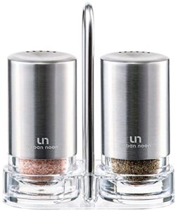 Salt and Pepper Shakers with Holder – Elegant Stainless Steel Salt Shaker and Pepper Shaker Set by urban noon