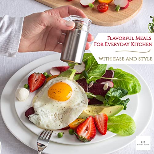 Salt and Pepper Shakers with Holder – Elegant Stainless Steel Salt Shaker and Pepper Shaker Set by urban noon | The Storepaperoomates Retail Market - Fast Affordable Shopping