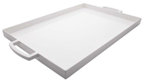Zak Designs, White Large Rectangle Meeme Melamine Serving Tray, Easy to Hold with Modular Design, Perfect Kitchen Dinnerware for Indoor/Outdoor Activities | The Storepaperoomates Retail Market - Fast Affordable Shopping