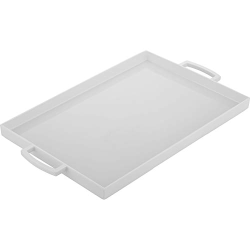 Zak Designs, White Large Rectangle Meeme Melamine Serving Tray, Easy to Hold with Modular Design, Perfect Kitchen Dinnerware for Indoor/Outdoor Activities | The Storepaperoomates Retail Market - Fast Affordable Shopping