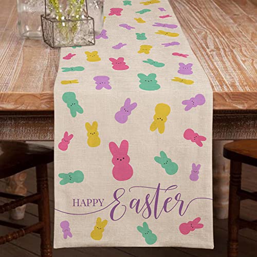 ARKENY Happy Easter Table Runner 13×72 Inches Color Bunny Seasonal Spring Decor Holiday Farmhouse Indoor Vintage Rabbit Theme Gathering Dinner Party Decorations | The Storepaperoomates Retail Market - Fast Affordable Shopping
