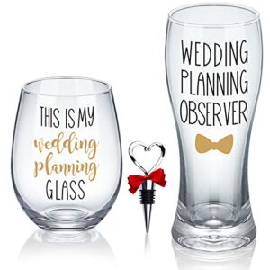 This is My Wedding Planning Glass Set, Engagement Gift for Couples, Mr & Mrs Gift, Anniversary, Wedding Gift for Newlyweds, Bride and Groom, Bridal Shower Gift Set