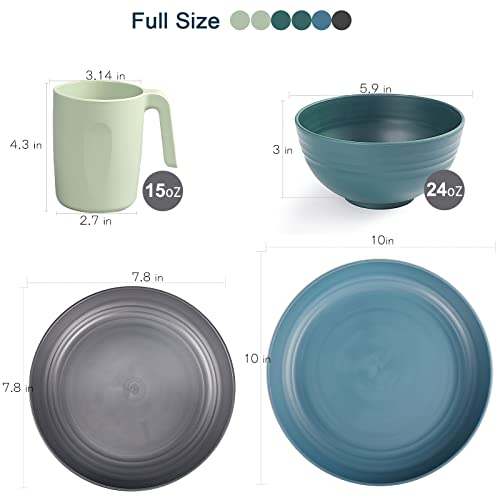 Shopwithgreen Plastic Dinnerware Sets (16PCS) – Lightweight & Unbreakable Dinnerware Set – Microwave Safe Plates Set, Bowls, Cups Mugs, Service for 4, Great for Kids & Adult (Round) | The Storepaperoomates Retail Market - Fast Affordable Shopping