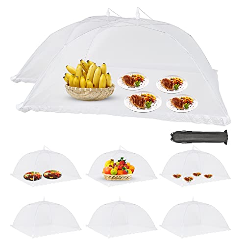 Food Cover Food Tent Set, 2 Extra Large 40″X24″ and 6 Standard 17″X17″ Mesh Food Covers for Outside, 8 Pack Collapsible, Reusable Pop-Up Umbrella Food Nets for Picnics, Outdoor Camping, Parties, BBQ | The Storepaperoomates Retail Market - Fast Affordable Shopping