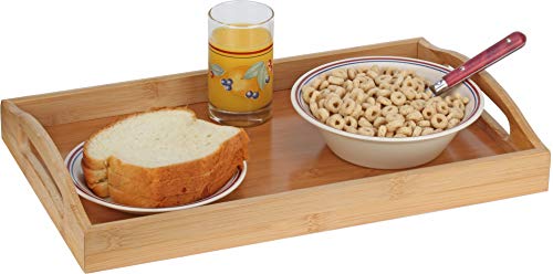 Serving tray bamboo – wooden tray with handles – Great for dinner trays, tea tray, bar tray, breakfast Tray, or any food tray – good for parties or bed tray | The Storepaperoomates Retail Market - Fast Affordable Shopping