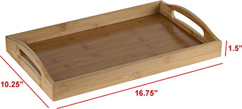 Serving tray bamboo – wooden tray with handles – Great for dinner trays, tea tray, bar tray, breakfast Tray, or any food tray – good for parties or bed tray | The Storepaperoomates Retail Market - Fast Affordable Shopping