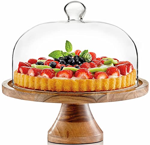 Royalty Art 4-in-1 Cake Stand with Dome, Cheese Board, Covered Platter, and Serving Tray for Pastries, Pies, Appetizers, and Holiday Treats, Decorative Kitchen Server and Display | The Storepaperoomates Retail Market - Fast Affordable Shopping