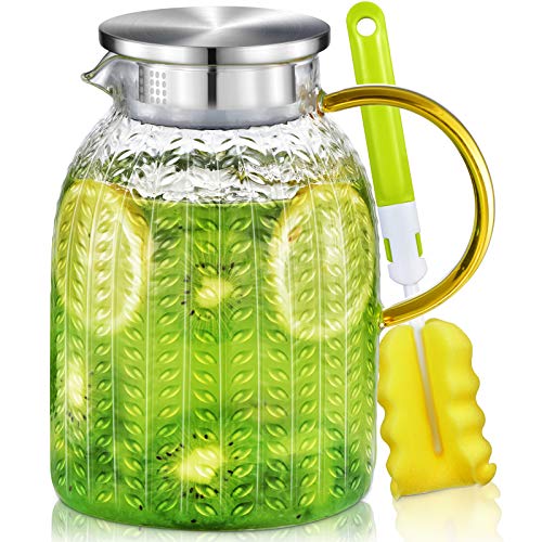 Aofmee Pitcher, 60oz Glass Pitcher, Water Pitcher with Lid, Iced Tea Pitcher for Fridge, Glass Carafe for Cold or Hot Beverages, Sun Tea Jar for Juice, Easy Clean Heat Resistant Glass Jug for Milk | The Storepaperoomates Retail Market - Fast Affordable Shopping