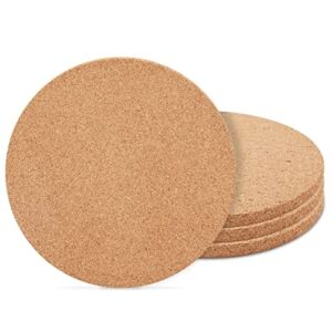 Set of 4 Round Cork Trivets for Hot Dishes, Plates, and Kitchen Countertops, Corkboard Pads for Pots and Pans (9 in)
