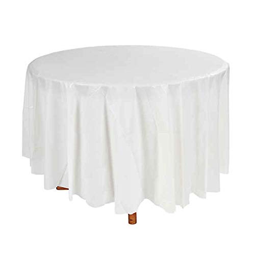 Plastic Tablecloth (6 Pack) White Red Round 84″ Premium Disposable Tablecloths Inches Birthday Party Manteles BBQ Fiesta Table Cloth Multiuse Table Cover | The Storepaperoomates Retail Market - Fast Affordable Shopping