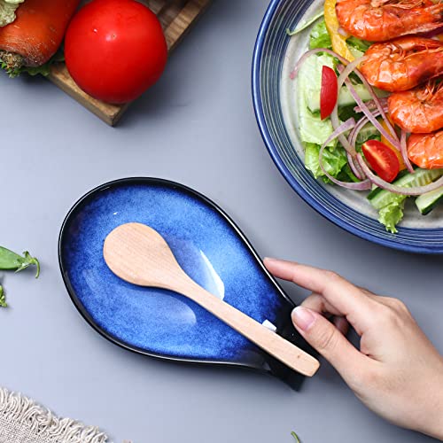 Uniidea Ceramic Spoon Rest, Premium Porcelain Spoons Holder, Large Size Utensil Rest for Counter Stove Top Blue Spoon Rest for Spoons, Ladles, Tong (Deep Blue, 1) | The Storepaperoomates Retail Market - Fast Affordable Shopping