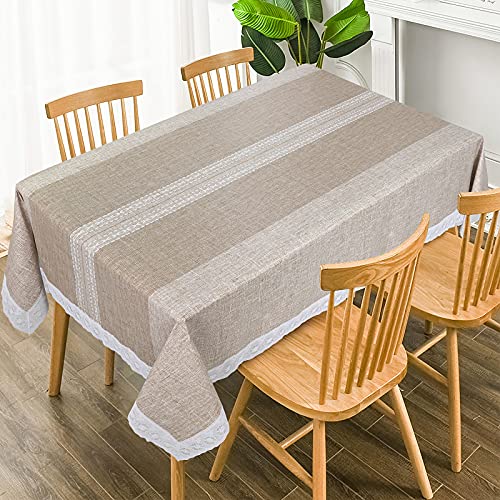 JUCFHY Vinyl Tablecloth with Flannel Backing,Plastic Waterproof Rectangle Tablecloths,Flannel Backed Table Cloth for Camping Dining Indoor & Outdoor,Durable Table Cover(Brown Stripes,52 x 72 Inch) | The Storepaperoomates Retail Market - Fast Affordable Shopping