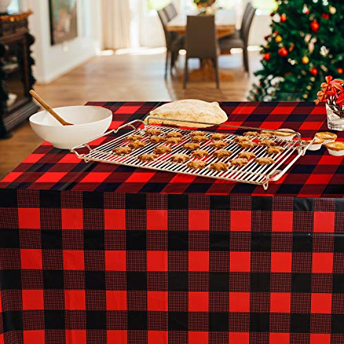 Plastic Buffalo Plaid Tablecloth Red and Black Buffalo Check Tablecloth Picnic Tablecloth Holiday Cottage Decor Tablecloth for Christmas Thanksgiving Party Favors Supplies (3) | The Storepaperoomates Retail Market - Fast Affordable Shopping