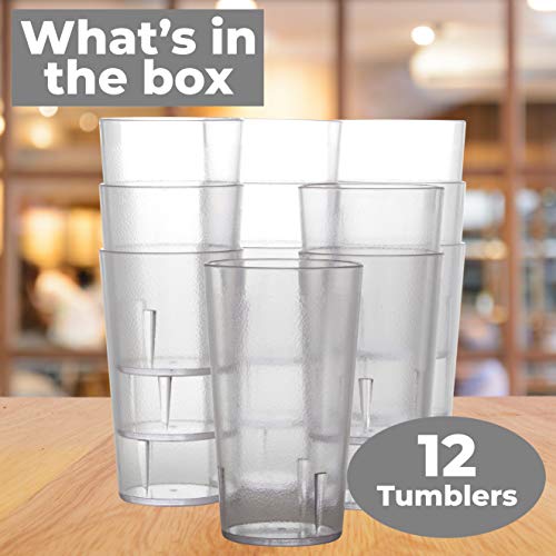 Restaurant Grade, BPA Free 12oz Clear Plastic Cup 12pk. Break Resistant Drinking Glasses Are Reusable, Stackable and Shatterproof. Best Drink Tumblers for Cafe, Party and Catering Supplies (Clear, 12) | The Storepaperoomates Retail Market - Fast Affordable Shopping