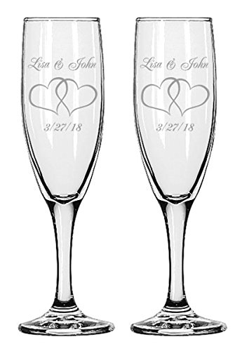 GIFTS INFINITY® Engraved Wedding Interlock Hearts Champagne Flutes Set of 2 Personalized Toasting Glasses (Interlock Heart) – Christmas & Halloween Day Gift | The Storepaperoomates Retail Market - Fast Affordable Shopping