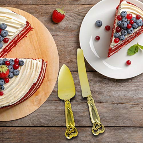 Gold Double Heart Wedding Cake Serving Set – Gold Wedding Cake Knife Set | The Storepaperoomates Retail Market - Fast Affordable Shopping