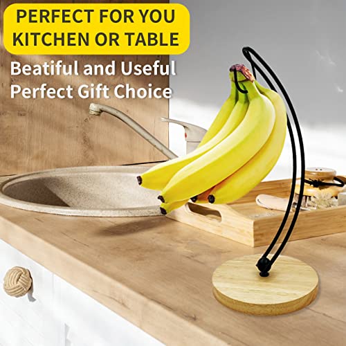 Banana Hanger Modern Bananas Holder Organizer with Durable Wood Base Sturdy Metal Hook for Home Kitchen Countertop Useful Simple Charming Design Tree Stand Hanging Fresh Food Storage Container | The Storepaperoomates Retail Market - Fast Affordable Shopping