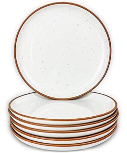 Mora Ceramic Plates Set, 7.8 in – Set of 6 – The Dessert, Salad, Appetizer, Small Dinner Plate etc. Microwave, Oven, and Dishwasher Safe, Scratch Resistant. Kitchen Porcelain Dish – Vanilla White