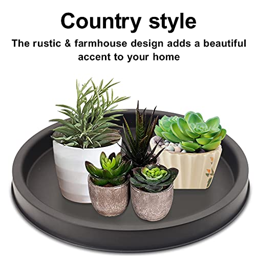 HUANGXIN 11.5” Round Serving Tray Holder Iron Farmhouse Trays Home Decorative Centerpiece for Coffee Table Kitchen Dining Room Indoor Outdoor Rustic Decor Platter | The Storepaperoomates Retail Market - Fast Affordable Shopping