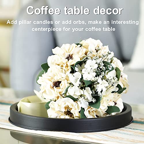 HUANGXIN 11.5” Round Serving Tray Holder Iron Farmhouse Trays Home Decorative Centerpiece for Coffee Table Kitchen Dining Room Indoor Outdoor Rustic Decor Platter | The Storepaperoomates Retail Market - Fast Affordable Shopping