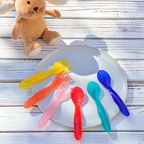 Youngever 18 Pcs Plastic Toddler Utensils, Plastic Kids Forks Kids Spoons, Large Size, Top Dishwasher Safe, Set of 9 in 9 Rainbow Colors | The Storepaperoomates Retail Market - Fast Affordable Shopping