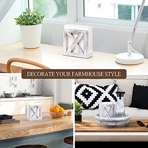 PUERSI Farmhouse Wooden Napkin Holder for Tables, Rustic Kitchen Decor for Counter, Ideal Napkin Dispenser for Dining Counter tops (White) | The Storepaperoomates Retail Market - Fast Affordable Shopping