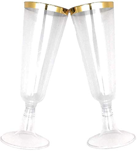 140 pc Plastic Classicware Glass Like Champagne Wedding Parties Toasting Flutes Party Cocktail Cups (Gold Rim) | The Storepaperoomates Retail Market - Fast Affordable Shopping