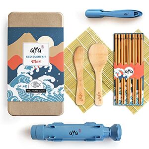 aya Sushi Making Kit – Original Eco Sushi Kit MAX – All Natural Eco-friendly – Biodegradable Plastic – 2 Sushi Mats – 5 Pairs of Chopsticks – 1 Paddle – 1 Spreader – 1 Bazooka – 1 Nigiri Maker