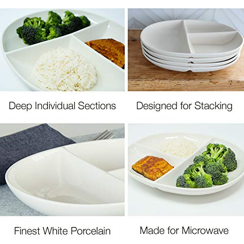 Portion Control Plate for Healthy Eating & Bariatric Diet | Divided Porcelain Dinner Plate (1) | The Storepaperoomates Retail Market - Fast Affordable Shopping
