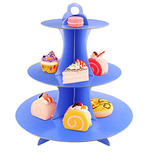 Faxco 3 Pack 3-Tier Colorful Round Cardboard Cup Cake Holder Stand Dessert Tower, Reusable Pastry Serving Platter Food Display, Birthday Wedding Special Event Decoration | The Storepaperoomates Retail Market - Fast Affordable Shopping