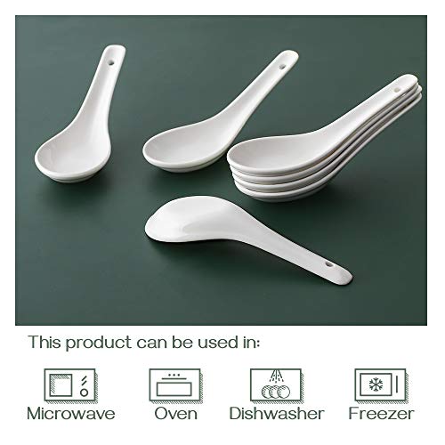 DOWAN Soup Spoon Ceramic, Asian Soup Spoons for Wonton Pho Miso Ramen, Japanese White Small Appetizer Spoon Sets of 12, Bone China | The Storepaperoomates Retail Market - Fast Affordable Shopping