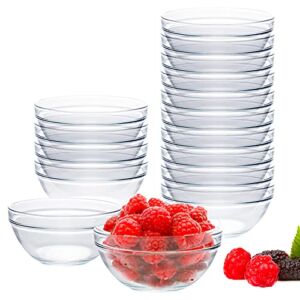 16 Pack 4 Inch Glass Ramekins Bowls, Farielyn-X Mini Glass Prep Dessert Bowls Small for Kitchen Prep, Dessert, Dips, and Candy Dishes or Nut Bowls