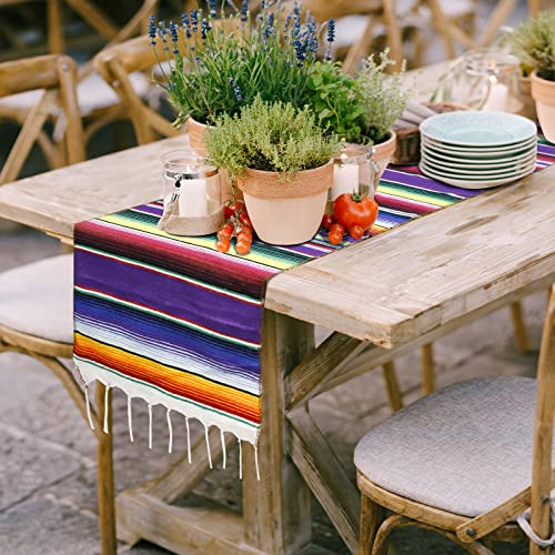 YIQIHAI 6 Pack Mexican Table Runners, 14 X100 Inch Rainbow Colors Large Boho Mexican Theme Party Decoration for Cinco de Mayo Fiesta Party Serape Table Runner Red and Blue | The Storepaperoomates Retail Market - Fast Affordable Shopping