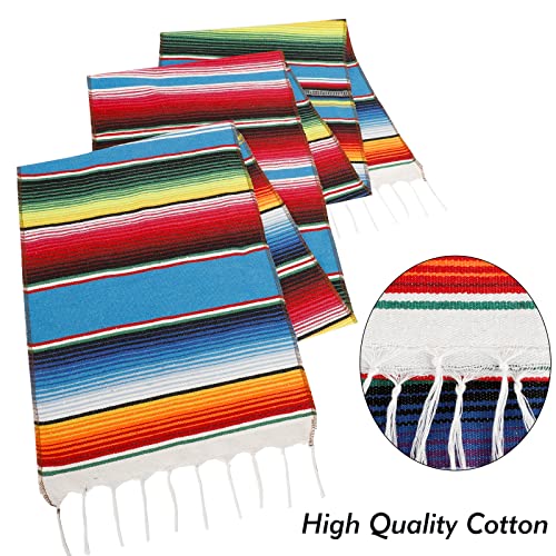 YIQIHAI 6 Pack Mexican Table Runners, 14 X100 Inch Rainbow Colors Large Boho Mexican Theme Party Decoration for Cinco de Mayo Fiesta Party Serape Table Runner Red and Blue | The Storepaperoomates Retail Market - Fast Affordable Shopping