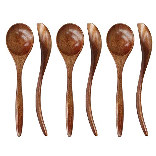 Wood Spoon for Eating, ADLORYEA 6-Piece Wooden Spoons, 7 inch Handmade Natural Asian Wooden Spoons for Soup, Coffee, Salad Desserts, Chips, Snacks, Cereal, and Fruit | The Storepaperoomates Retail Market - Fast Affordable Shopping