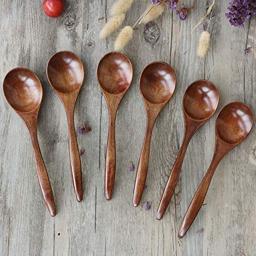 Wood Spoon for Eating, ADLORYEA 6-Piece Wooden Spoons, 7 inch Handmade Natural Asian Wooden Spoons for Soup, Coffee, Salad Desserts, Chips, Snacks, Cereal, and Fruit | The Storepaperoomates Retail Market - Fast Affordable Shopping