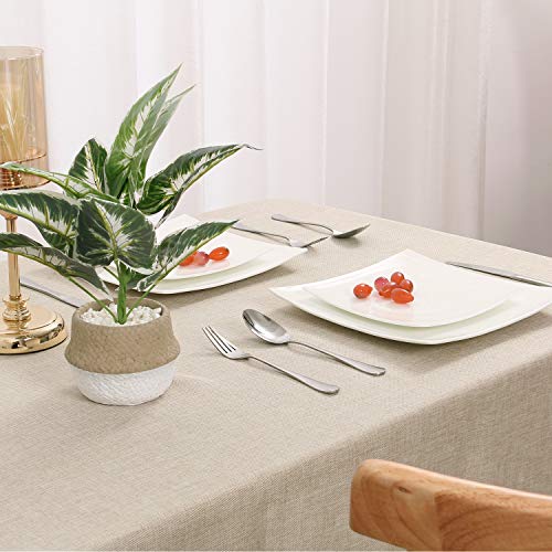 Hiasan Faux Linen Rectangle Tablecloth – Wrinkle and Stain Resistant Washable Table Cloth for Kitchen Dining Room Holiday Table Cover for Party Dinner, Beige, 54 x 80 Inch | The Storepaperoomates Retail Market - Fast Affordable Shopping