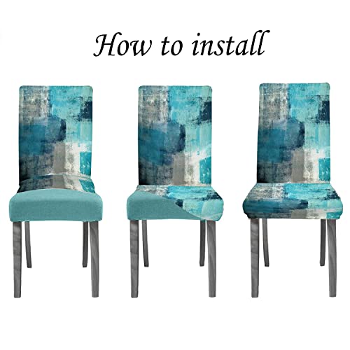 CAPSCEOLL Turquoise Teal Chair Covers Dining Chair Cover Stretch Dining Chair Slipcover Removable Washable Kitchen Chair Cover Parson Chair Covers for Dining Room Set of 4 Living Room Chair Covers | The Storepaperoomates Retail Market - Fast Affordable Shopping