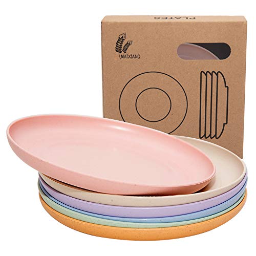 6 PACK 6 Inches Lightweight Mini Wheat Straw Plates Reusable Plate Set Dishwasher & Microwave Safe ,Unbreakable Deep Dinner Plates, Plastic Plates Reusable,They are easy to clean BPA free | The Storepaperoomates Retail Market - Fast Affordable Shopping