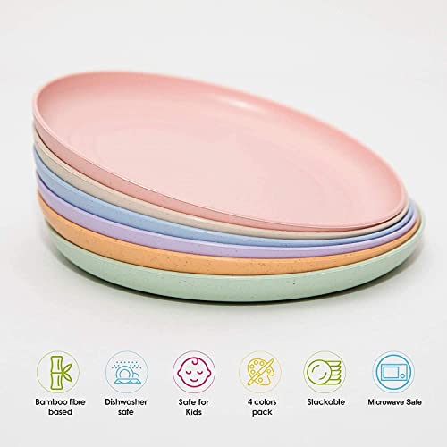 6 PACK 6 Inches Lightweight Mini Wheat Straw Plates Reusable Plate Set Dishwasher & Microwave Safe ,Unbreakable Deep Dinner Plates, Plastic Plates Reusable,They are easy to clean BPA free | The Storepaperoomates Retail Market - Fast Affordable Shopping