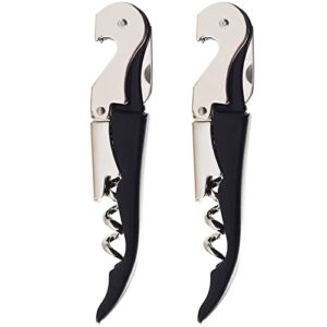 HYZ Heavy Duty Chrome Waiter Corkscrew Wine Opener with Foil Cutter, Professional 2Pack Wine Key for Bartenders and Waiter, Black Bottle Opener for Wine and Beer
