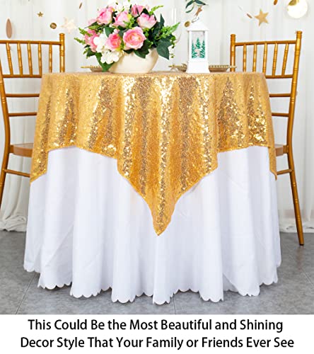 ShinyBeauty Sequin Tablecloth-Gold Sequin Table Overlay and Sequin Tablecloth/Linen for Wedding/Party/Event/Decoration-Gold (36inx36in) (Gold) | The Storepaperoomates Retail Market - Fast Affordable Shopping