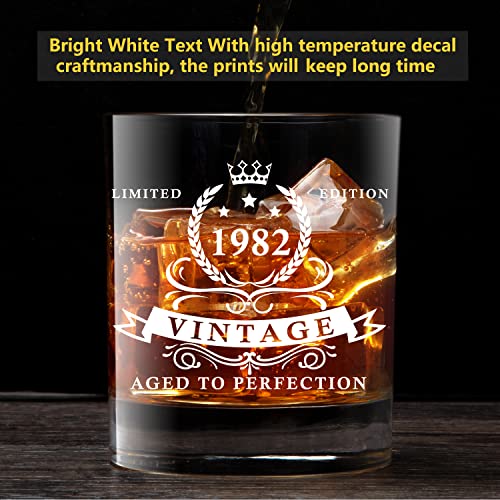 LIGHTEN LIFE 40th Birthday Gifts for Men,1982 Whiskey Glass in Valued Wooden Box,Bourbon Glass for 40 Years Old Dad,Husband,Friend,40th Birthday Decorations for Men,12 oz Old Fashioned Glass | The Storepaperoomates Retail Market - Fast Affordable Shopping