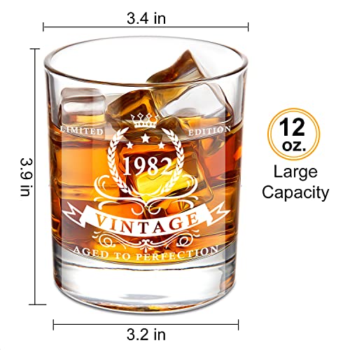 LIGHTEN LIFE 40th Birthday Gifts for Men,1982 Whiskey Glass in Valued Wooden Box,Bourbon Glass for 40 Years Old Dad,Husband,Friend,40th Birthday Decorations for Men,12 oz Old Fashioned Glass | The Storepaperoomates Retail Market - Fast Affordable Shopping