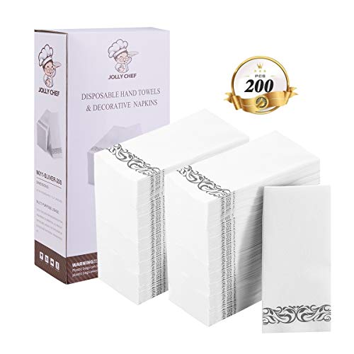 200 Disposable Hand Towels Soft and Absorbent Linen-Feel Paper Hand Towels Durable Decorative Bathroom Hand Napkins Good for Kitchen, Parties, Weddings, Dinners or Events White and Silver | The Storepaperoomates Retail Market - Fast Affordable Shopping