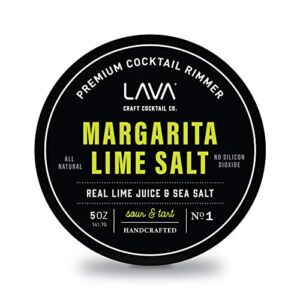 LAVA Premium Margarita Lime Sea Salt Cocktail Rimmer, All Natural Margarita Rimmer Sea Salt Rocks, Real Lime, Tart & Sour, No Silicon Dioxide, with Easy Screw-On Lid – 5oz