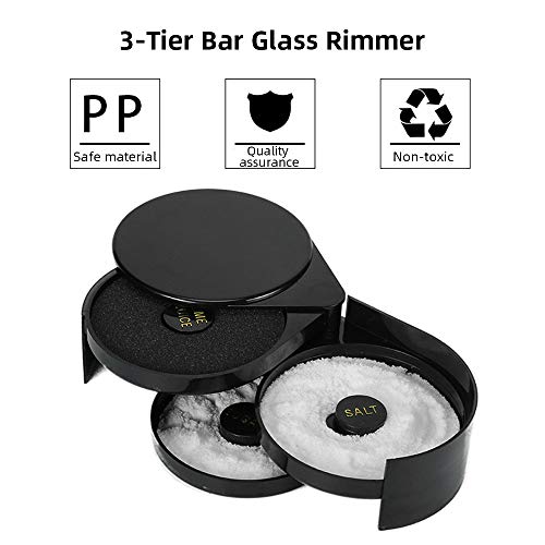 3 Tier Bar Glass Rimmer, Margarita Cocktail Salt and Sugar Glass Rimmer,Bartender tool(BLACK) | The Storepaperoomates Retail Market - Fast Affordable Shopping