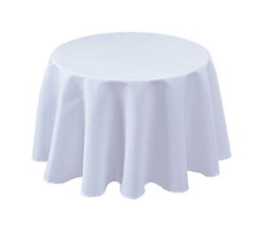 Biscaynebay Textured Fabric Round Tablecloth 60 Inches in Diameter, White Water Resistant Tablecloths for Dining, Kitchen, Wedding & Parties, etc. Machine Washable