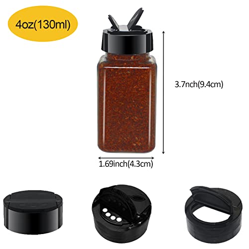 BPFY 24 Pack 4oz Clear Plastic Spice Jars With Black Plastic Lids, Square Spice Bottles, Plastic Seasoning Containers with Chalk Labels, Pen, Funnel, Spice Containers For Kitchen Cabinet | The Storepaperoomates Retail Market - Fast Affordable Shopping